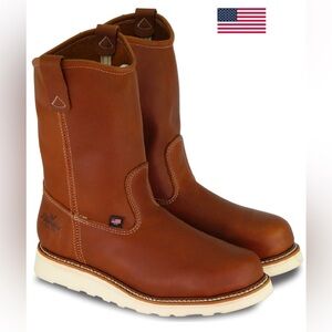 THOROGOOD MEN'S AMERICAN HERITAGE WEDGE WELLINGTON WORK BOOTS - STEEL TOE 10D